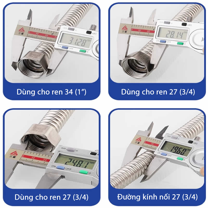 Dây cấp nối nhanh ren 34 phi ống to không tác nghẽn dòng chảy